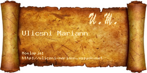 Ulicsni Mariann névjegykártya