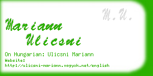 mariann ulicsni business card